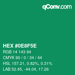 Farbcode: HEX #0E8F5E | qconv.com