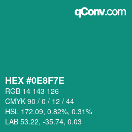 Color code: HEX #0E8F7E | qconv.com