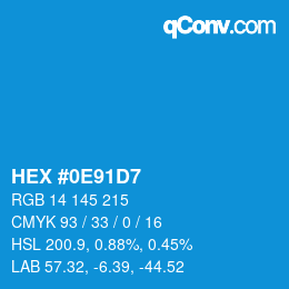 颜色代码: HEX #0E91D7 | qconv.com