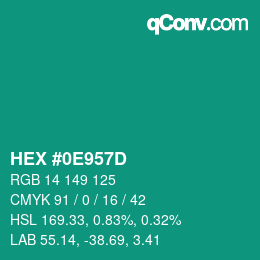 Color code: HEX #0E957D | qconv.com
