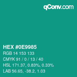 Color code: HEX #0E9985 | qconv.com