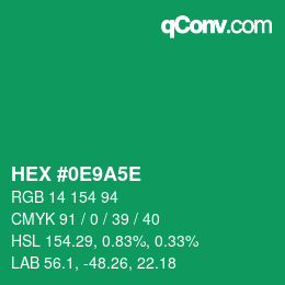 カラーコード: HEX #0E9A5E | qconv.com