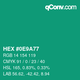 Color code: HEX #0E9A77 | qconv.com