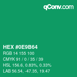 カラーコード: HEX #0E9B64 | qconv.com