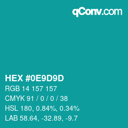 Color code: HEX #0E9D9D | qconv.com