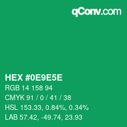 カラーコード: HEX #0E9E5E | qconv.com