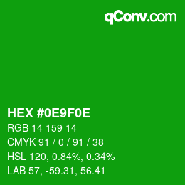 Color code: HEX #0E9F0E | qconv.com