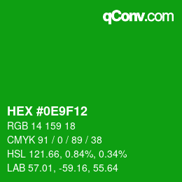 Color code: HEX #0E9F12 | qconv.com