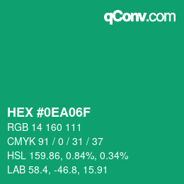 Color code: HEX #0EA06F | qconv.com