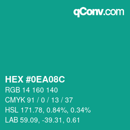 Farbcode: HEX #0EA08C | qconv.com