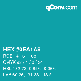 Color code: HEX #0EA1A8 | qconv.com