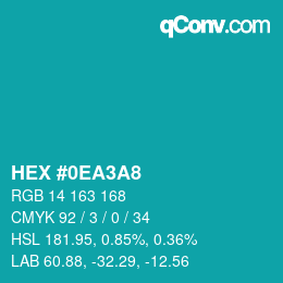 カラーコード: HEX #0EA3A8 | qconv.com