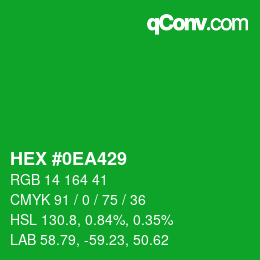 カラーコード: HEX #0EA429 | qconv.com