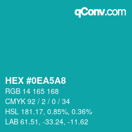 Color code: HEX #0EA5A8 | qconv.com