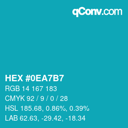 カラーコード: HEX #0EA7B7 | qconv.com