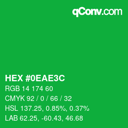 Color code: HEX #0EAE3C | qconv.com