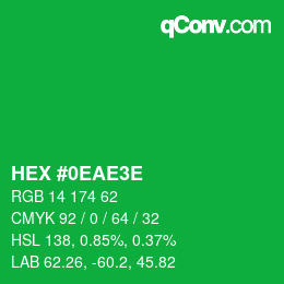 カラーコード: HEX #0EAE3E | qconv.com