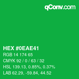 Color code: HEX #0EAE41 | qconv.com