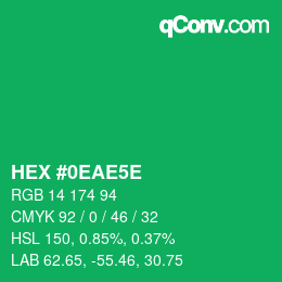 Código de color: HEX #0EAE5E | qconv.com