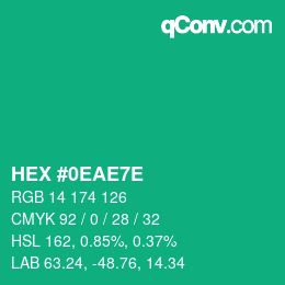 Color code: HEX #0EAE7E | qconv.com