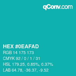 Farbcode: HEX #0EAFAD | qconv.com