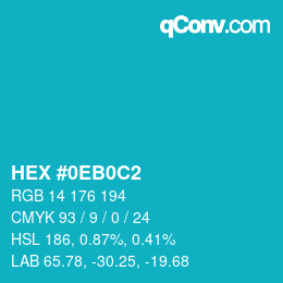 Color code: HEX #0EB0C2 | qconv.com