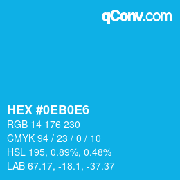 Farbcode: HEX #0EB0E6 | qconv.com