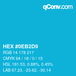颜色代码: HEX #0EB2D9 | qconv.com