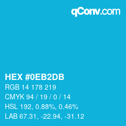 カラーコード: HEX #0EB2DB | qconv.com