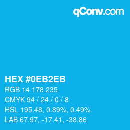 カラーコード: HEX #0EB2EB | qconv.com