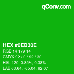 Color code: HEX #0EB30E | qconv.com