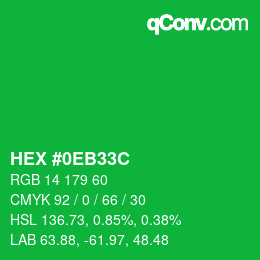 Color code: HEX #0EB33C | qconv.com