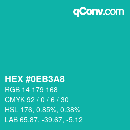 Color code: HEX #0EB3A8 | qconv.com