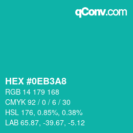 カラーコード: HEX #0EB3A8 | qconv.com