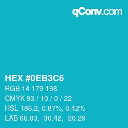 Color code: HEX #0EB3C6 | qconv.com