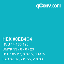 Farbcode: HEX #0EB4C4 | qconv.com