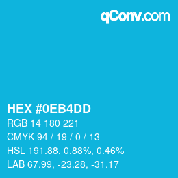 Color code: HEX #0EB4DD | qconv.com