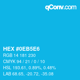 Code couleur: HEX #0EB5E6 | qconv.com