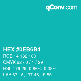 Color code: HEX #0EB6B4 | qconv.com