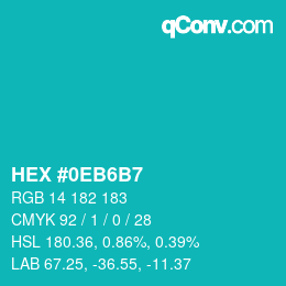 カラーコード: HEX #0EB6B7 | qconv.com