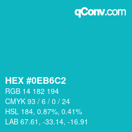 Farbcode: HEX #0EB6C2 | qconv.com
