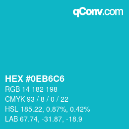 Color code: HEX #0EB6C6 | qconv.com