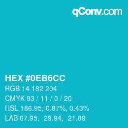 Color code: HEX #0EB6CC | qconv.com