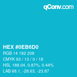 カラーコード: HEX #0EB6D0 | qconv.com