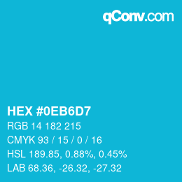 カラーコード: HEX #0EB6D7 | qconv.com