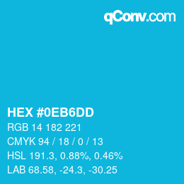 カラーコード: HEX #0EB6DD | qconv.com