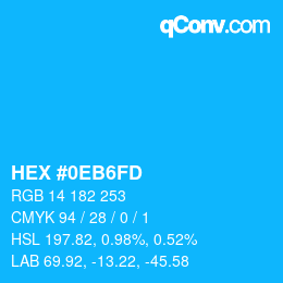 颜色代码: HEX #0EB6FD | qconv.com