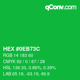 Color code: HEX #0EB73C | qconv.com
