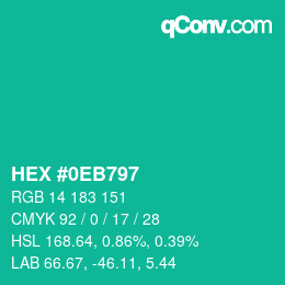 カラーコード: HEX #0EB797 | qconv.com