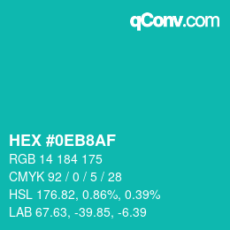 Color code: HEX #0EB8AF | qconv.com